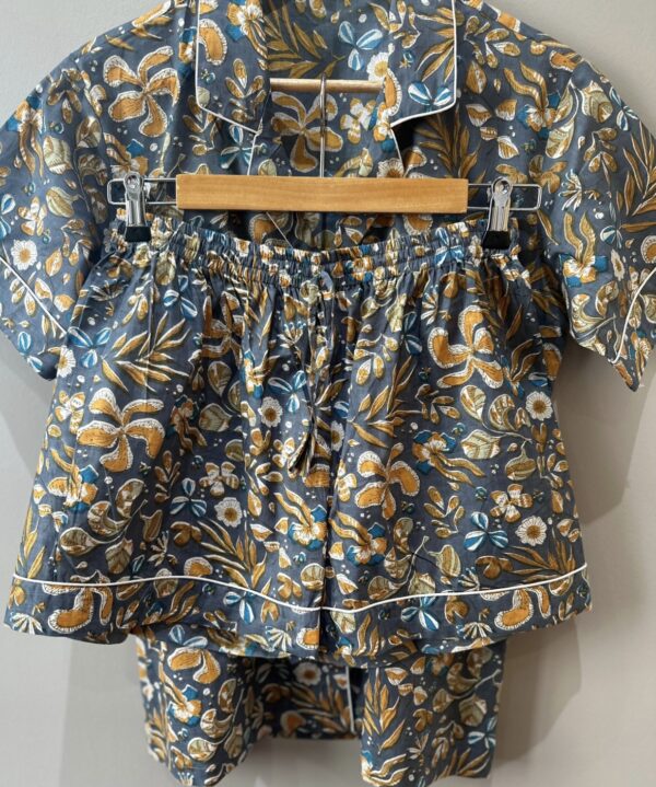 Grey with mustard print design pyjamas
